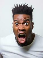 Young man with African features who appears to be shocked AI Generative photo