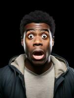 Young man with African features who appears to be shocked AI Generative photo