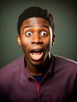 Young man with African features who appears to be shocked AI Generative photo