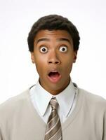 Young man with African features who appears to be shocked AI Generative photo