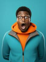 Young man with African features who appears to be shocked AI Generative photo