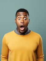 Young man with African features who appears to be shocked AI Generative photo
