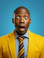 Young man with African features who appears to be shocked AI Generative photo