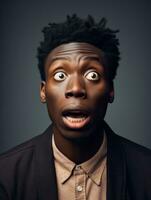 Young man with African features who appears to be shocked AI Generative photo