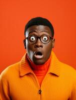 Young man with African features who appears to be shocked AI Generative photo