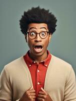 Young man with African features who appears to be shocked AI Generative photo