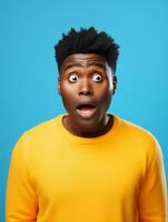 Young man with African features who appears to be shocked AI Generative photo