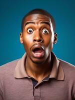 Young man with African features who appears to be shocked AI Generative photo