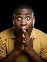 Young man with African features who appears to be shocked AI Generative photo