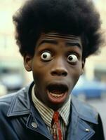 Young man with African features who appears to be shocked AI Generative photo