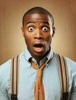 Young man with African features who appears to be shocked AI Generative photo