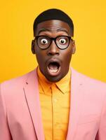 Young man with African features who appears to be shocked AI Generative photo
