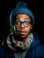 Young man with African features who appears to be shocked AI Generative photo