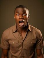 Young man with African features who appears to be shocked AI Generative photo