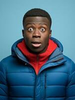 Young man with African features who appears to be shocked AI Generative photo