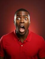 Young man with African features who appears to be shocked AI Generative photo
