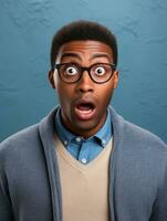 Young man with African features who appears to be shocked AI Generative photo