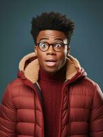 Young man with African features who appears to be shocked AI Generative photo