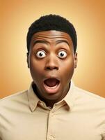 Young man with African features who appears to be shocked AI Generative photo