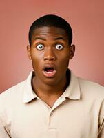 Young man with African features who appears to be shocked AI Generative photo