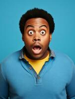 Young man with African features who appears to be shocked AI Generative photo