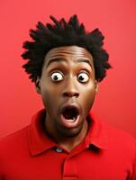 Young man with African features who appears to be shocked AI Generative photo