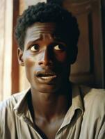 Young man with African features who appears to be shocked AI Generative photo
