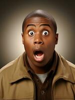 Young man with African features who appears to be shocked AI Generative photo
