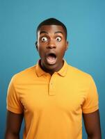 Young man with African features who appears to be shocked AI Generative photo