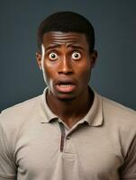 Young man with African features who appears to be shocked AI Generative photo