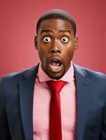 Young man with African features who appears to be shocked AI Generative photo