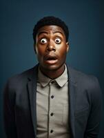 Young man with African features who appears to be shocked AI Generative photo