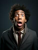 Young man with African features who appears to be shocked AI Generative photo