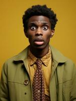 Young man with African features who appears to be shocked AI Generative photo