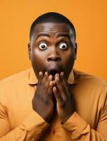 Young man with African features who appears to be shocked AI Generative photo