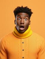 Young man with African features who appears to be shocked AI Generative photo