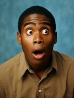Young man with African features who appears to be shocked AI Generative photo