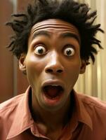Young man with African features who appears to be shocked AI Generative photo