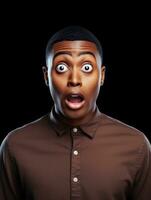 Young man with African features who appears to be shocked AI Generative photo