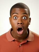 Young man with African features who appears to be shocked AI Generative photo