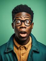 Young man with African features who appears to be shocked AI Generative photo