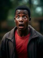 Young man with African features who appears to be shocked AI Generative photo