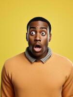 Young man with African features who appears to be shocked AI Generative photo
