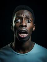 Young man with African features who appears to be shocked AI Generative photo