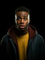 Young man with African features who appears to be shocked AI Generative photo