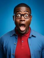 Young man with African features who appears to be shocked AI Generative photo