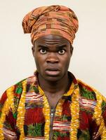 Young man with African features who appears to be shocked AI Generative photo