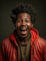 Young man with African features who appears to be shocked AI Generative photo