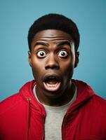 Young man with African features who appears to be shocked AI Generative photo
