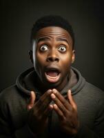Young man with African features who appears to be shocked AI Generative photo